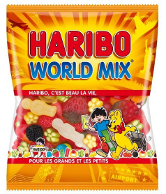 Sachet Haribo 120 gr World Mix DLUO 08/24 en gros conditionnement