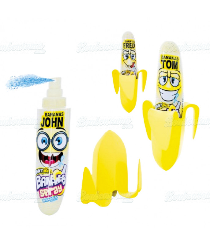 Confiserie ludique Johny Bee Bananas Spray 25 ml DLUO 09/24 en gros conditionnement