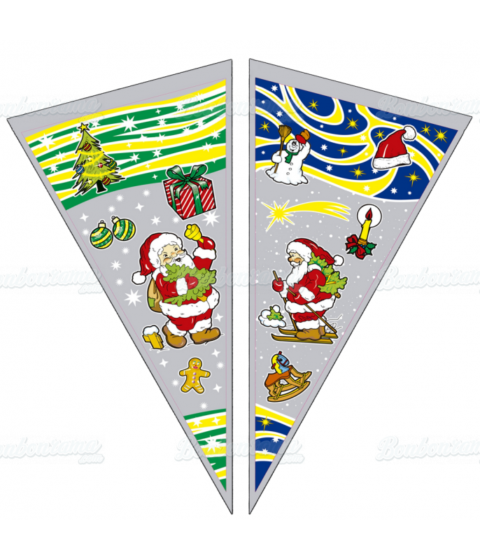 Accessoire Sachet Cône Noël 200 mm x 400 mm pour confiseries et bonbons en gros conditionnement