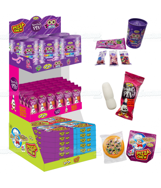 Confiserie ludique Colis JOJO 3 en 1 x 56 pcs DLUO 01/26 en gros conditionnement