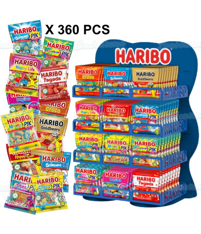 Lot 360 Mini Sachets 40 gr Haribo + Présentoir Bois 12P Goldbears Haribo - 3
