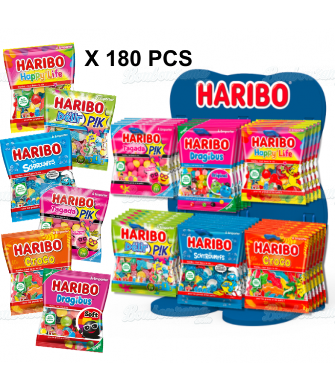 Lot 180 Sachets Haribo 120 gr + Présentoir Bois 6B Goldbears Haribo - 2