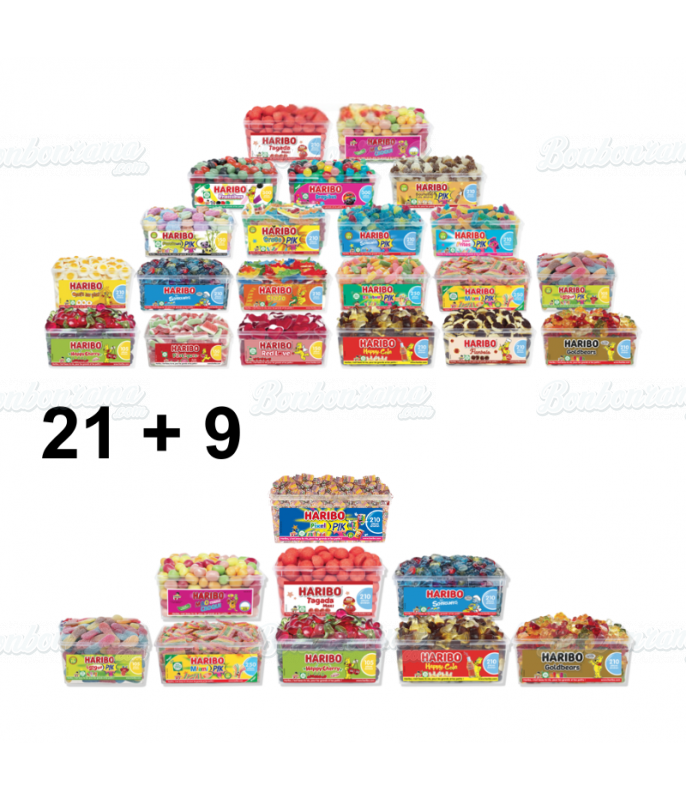 Lot Tubo Haribo 21 + 9 gratuits en gros conditionnement