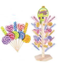 Funfair Lollipops x 100 pcs + Wooden Display Stand