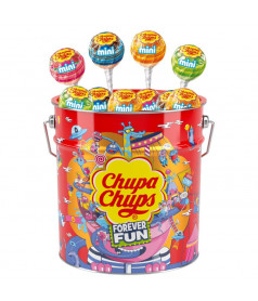 Sucettes Sucette Chupa Chups Seau Métal Fun Forever en gros conditionnement