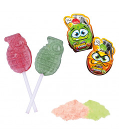 Confiserie ludique Johny Bee Popping Lollipop Grenade DLUO 10/25 en gros conditionnement