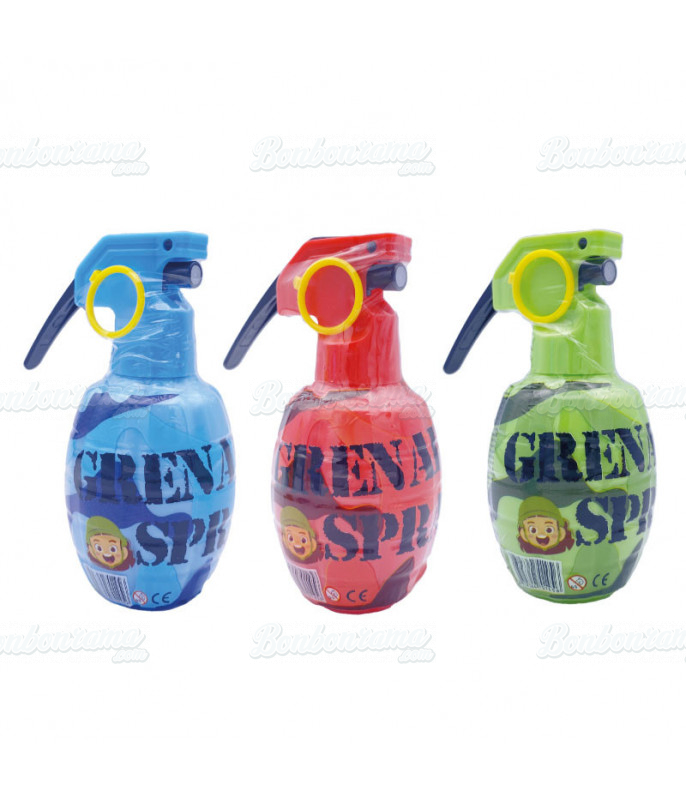 Confiserie ludique Grenade Spray DLUO 12/25 en gros conditionnement