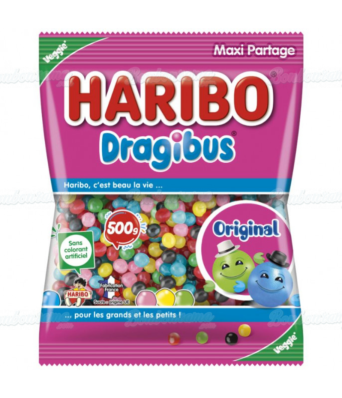 Bonbon gélifié en vrac Sachet Haribo 500 gr Dragibus en gros conditionnement