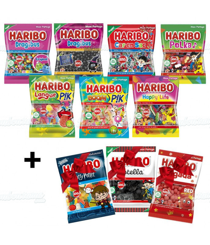 Pack Sachet 500 gr Vrac Haribo 7 + 3 Offerts en gros conditionnement