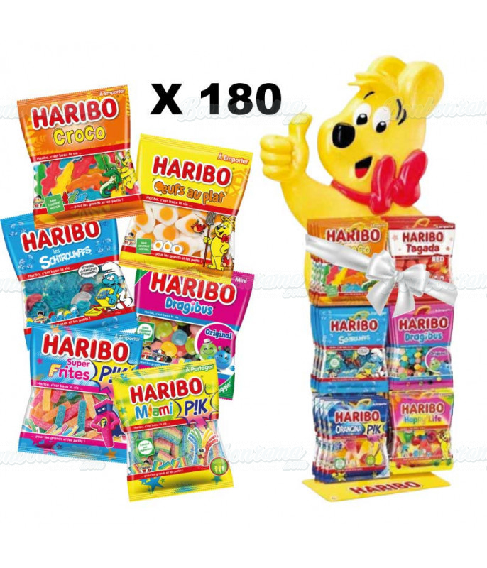 Lot 180 Sachets Haribo 120 gr + Présentoir Ours Haribo - 1