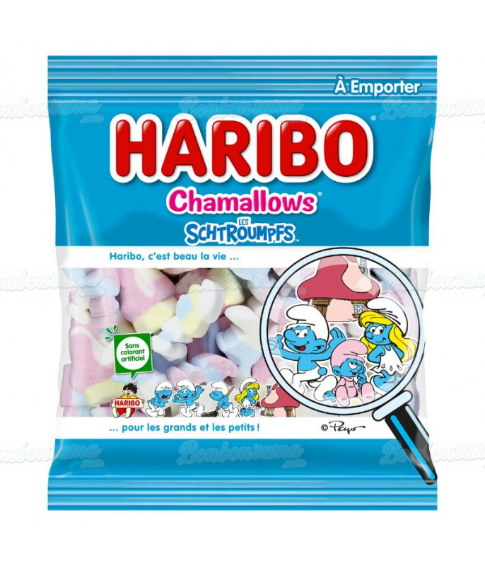 Sachet Haribo 100 gr Chamallow Schtroumpfs en gros conditionnement