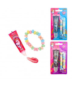 Lips Candy Set Unicorn – Snoeparmband, lipgloss & candygel | Display 18 stuks | bonbonrama.com