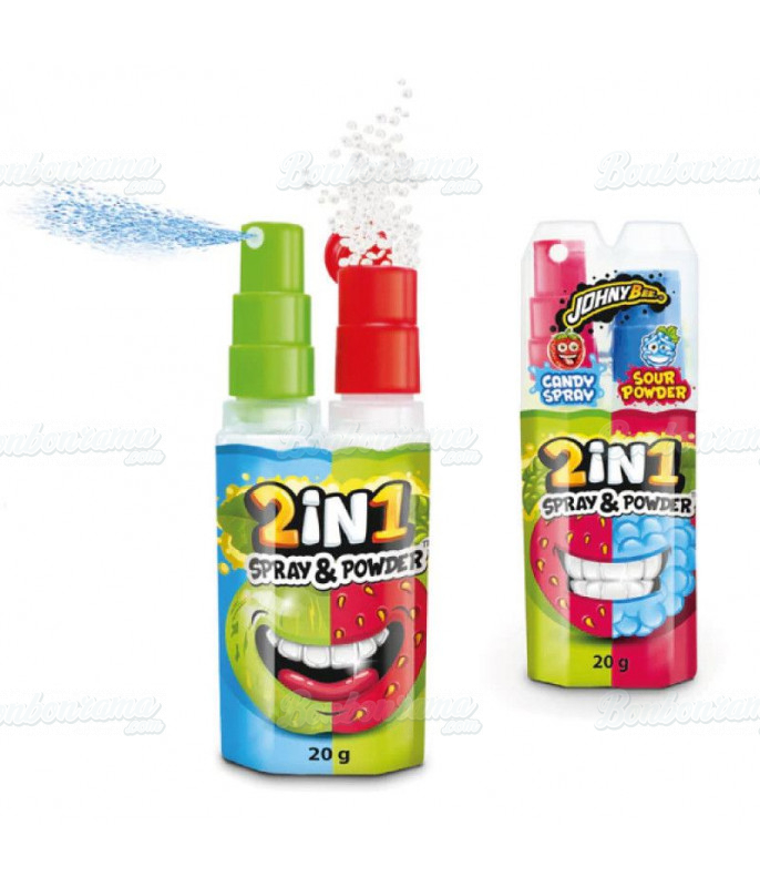 Confiserie ludique Johny Bee Spray & Poudre 2 In 1 DLUO 07/25 en gros conditionnement