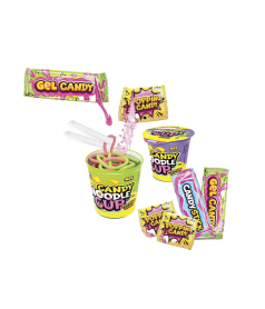 Confiserie ludique Johny Bee Candy Noodle Cup DLUO 06/26 en gros conditionnement