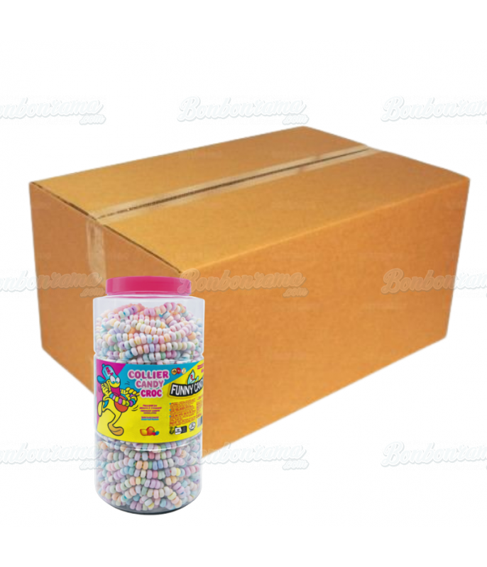 Collar Candy Croc Funny Candy, frutas variadas – Bote de 110 unidades | bonbonrama.com