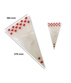 Accessoire Sachet Cône Coeur Rouge 180 mm x 370 mm pour confiseries et bonbons en gros conditionnement