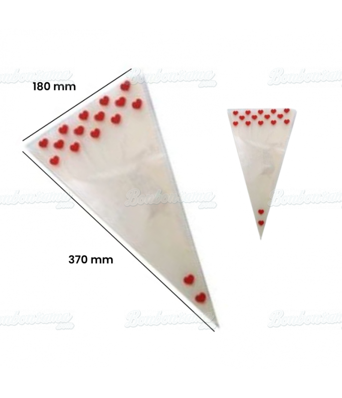Tüte Kegel Rotes Herz 180 mm x 370 mm