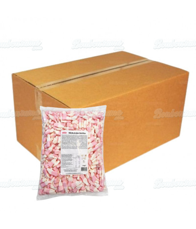 Bonbon foam bouteille milkshake – Bonbon aéré blanc et rose sur Bonbonrama.com