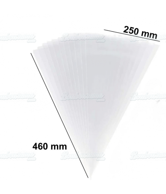Accessoire Sachet Cône Transparent 250 mm x 460 mm pour confiseries et bonbons en gros conditionnement