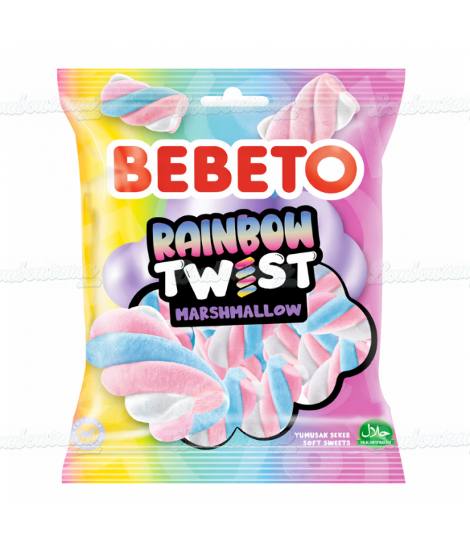 Bebeto Rainbow Twist Marshmallow Vanille 60 g – Halal-Marshmallows | bonbonrama.com