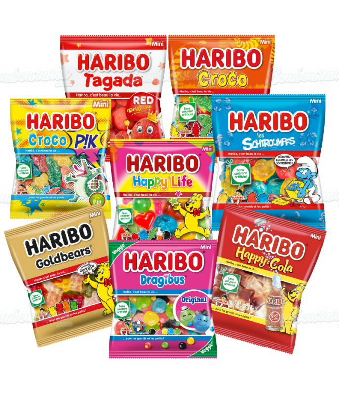 Mega Fête Mix 168 Mini Sachets Haribo DLUO 06/26 en gros conditionnement