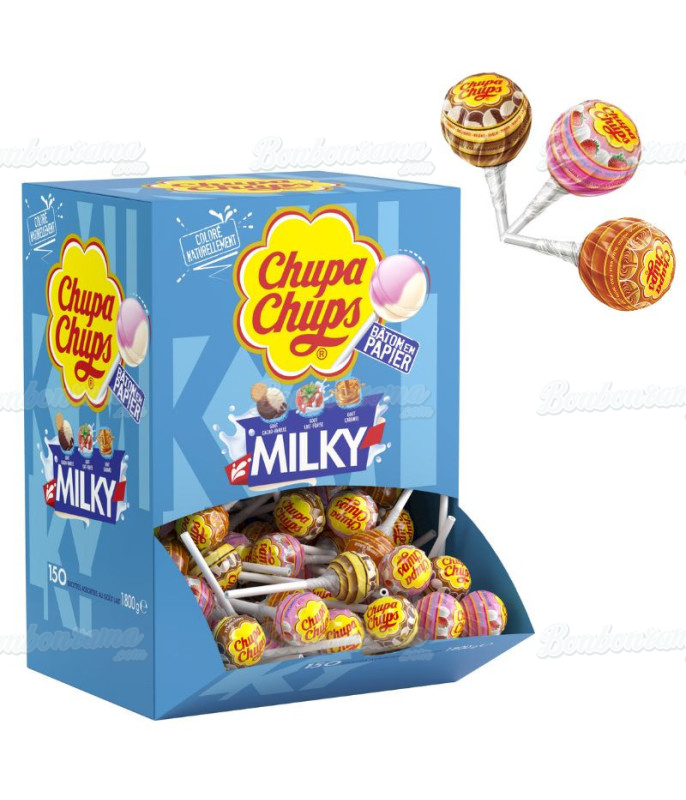 Sucettes Chupa Chups Milky – Présentoir de 150 Pièces | Grossiste
