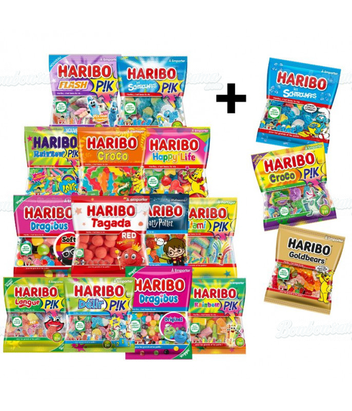 copy of180 Haribo Beutel 120 g + Blau Goldbears Aufsteller aus Holz