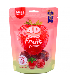 Beutel 120 gr 4D Fruit Gummy Erdbeere