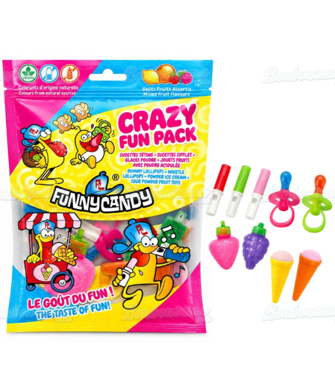 Verrücktes Spaßpaket von Funny Candy, 69 g – Display mit 16 Beuteln