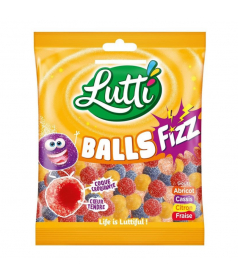Balls Fizz Lutti DEKLASSIERT, 100-g-Beutel im Großhandel bei Bonbonrama