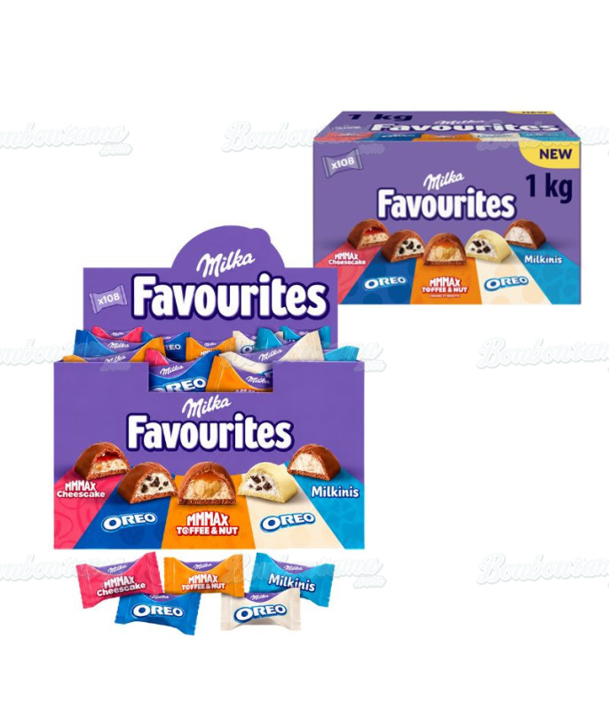 Milka Favourites de 1 kg – 108 chocolates rellenos de 5 sabores al por mayor