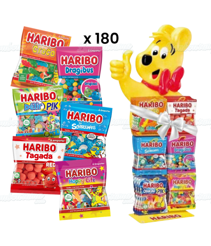 180 Haribo Sweet Bags, 120 g Each + Bear Display!