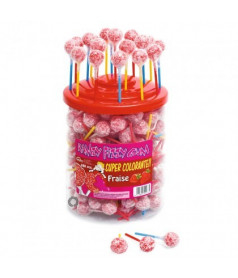 Sucettes Ramzy Fizzy Tubo Fraise en gros conditionnement