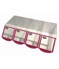 Accessoire Présentoir 4 bacs Plexigas Fini pour confiseries et bonbons en gros conditionnement