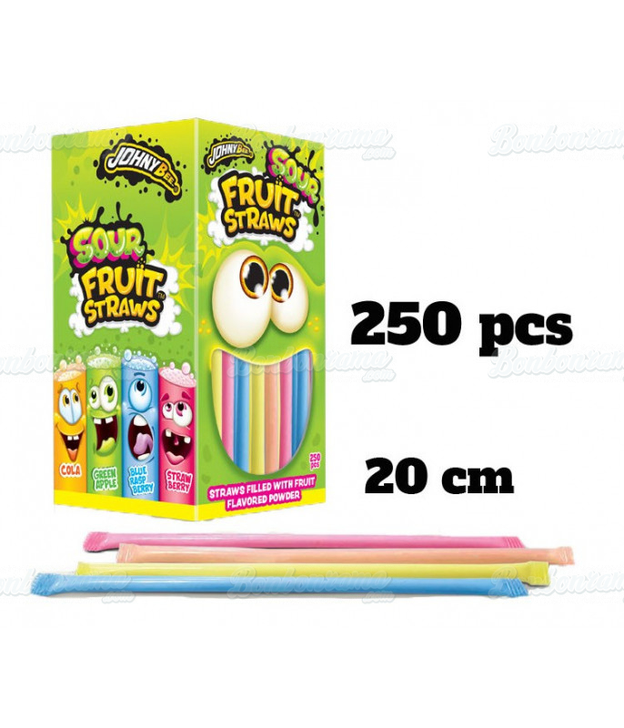 Confiserie ludique Johny Bee Sour Fruit Straws Mini 3 gr en gros conditionnement