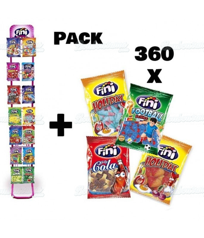 Lot 360 Sachets Fini 90 gr + Présentoir 14 broches en gros conditionnement