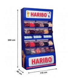 Présentoir Haribo Pick and Mix 24 bacs pour bonbons et confiseries en gros conditionnement
