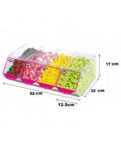 Accessoire Présentoir 4 bacs Plexigas Fini pour confiseries et bonbons en gros conditionnement