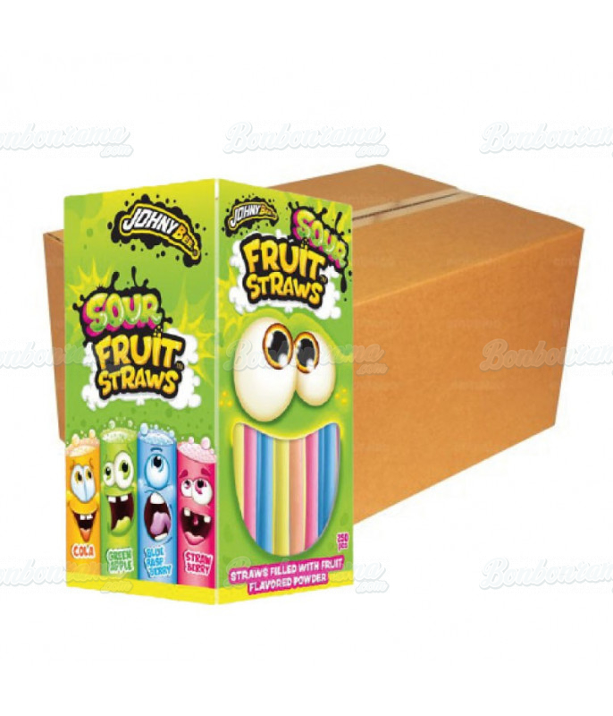 Confiserie ludique Johny Bee Sour Fruit Straws Mini 3 g en gros conditionnement
