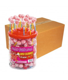 Sucettes Ramzy Fizzy Tubo Fraise en gros conditionnement