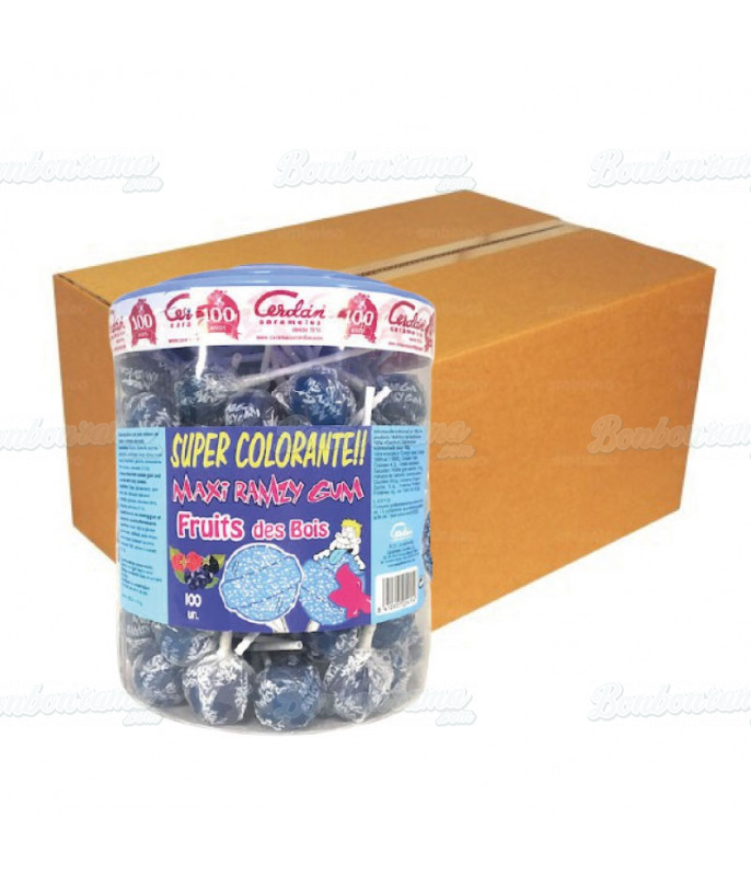 Sucettes MAXI Ramzy Fizzy Fruit des Bois en gros conditionnement