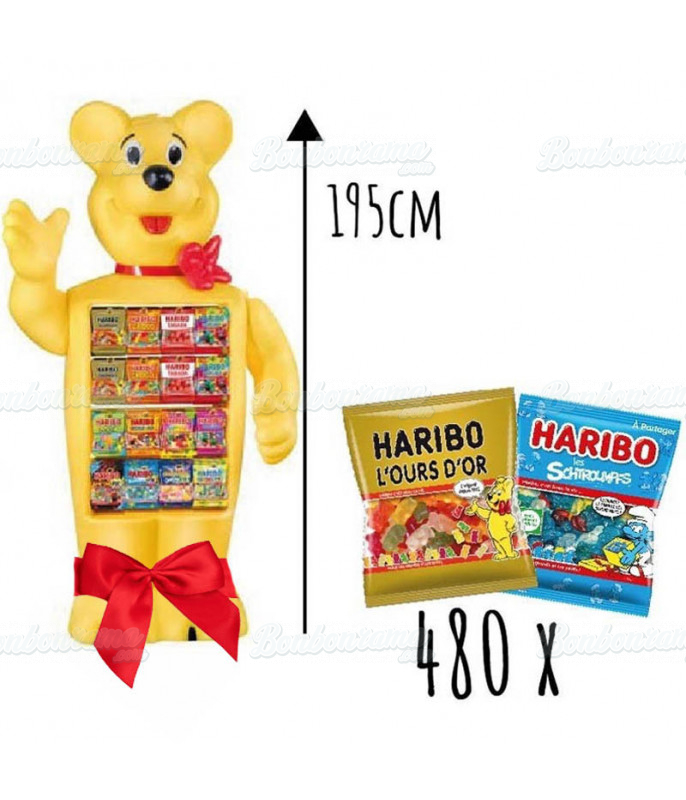 Lot 480 Sachets Haribo 120 gr + Présentoir Ours XL en gros conditionnement