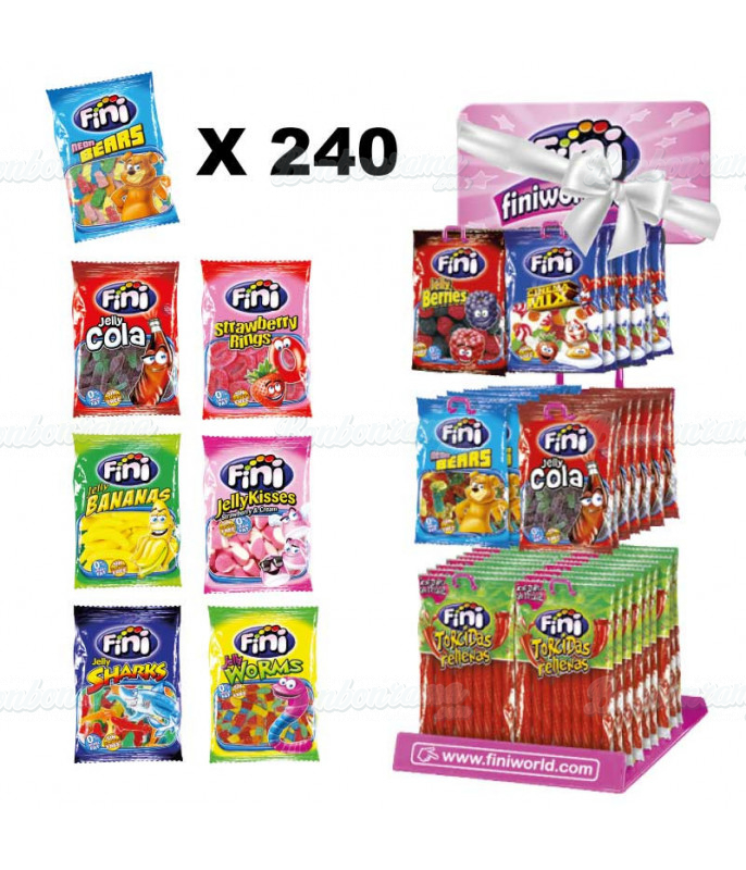 Lot 240 Sachets Fini 90 gr + Présentoir 6 broches en gros conditionnement