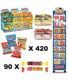 Lot 420 Sachets Haribo 40 g + 90 Roulettes en gros conditionnement