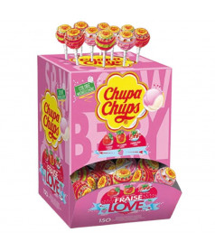 Sucettes Chupa Chups Strawberry Love en gros conditionnement