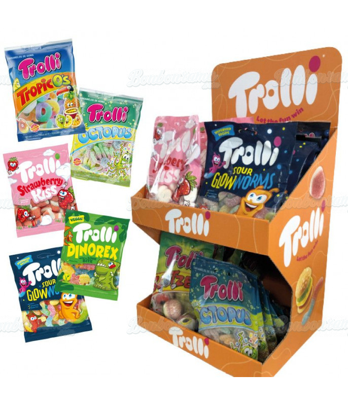 48 Sachets Trolli 100 g + Présentoir Offert en gros conditionnement