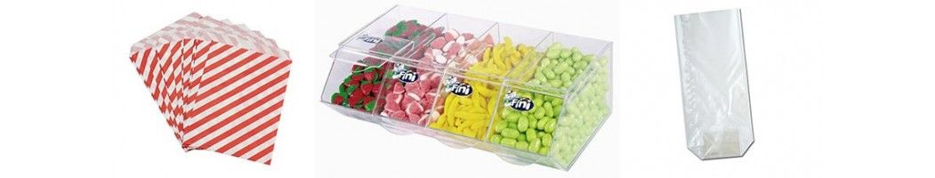 Sales accessories for loose sweets, displays, bags
